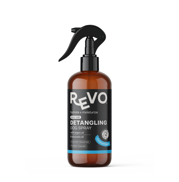 Revo Detangling Spray, Coconut Coast, 8 oz spray bottle, front