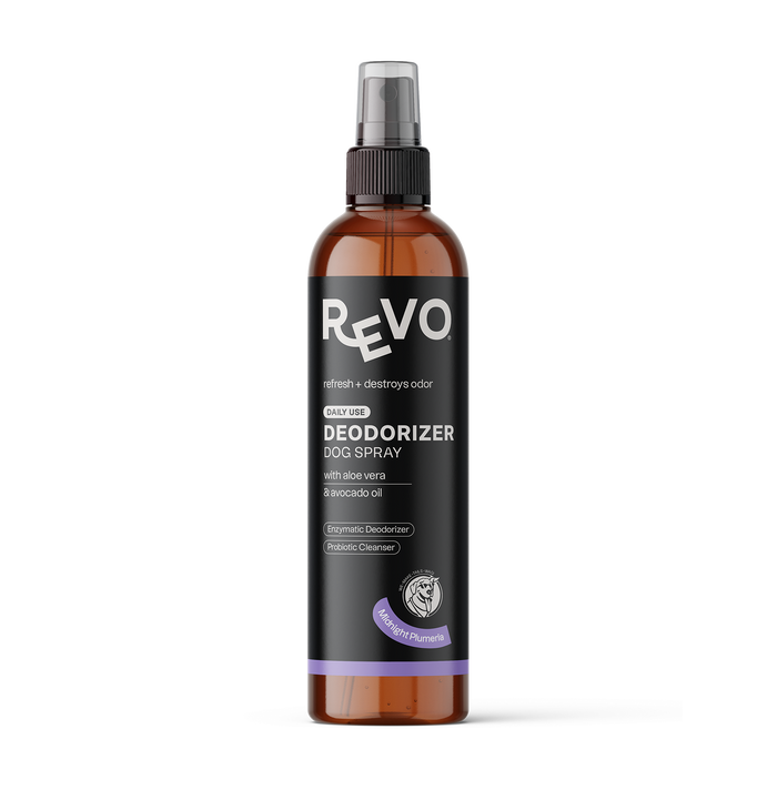 Revo Deodorizer, Midnight Plumeria, 8 oz spray bottle, front