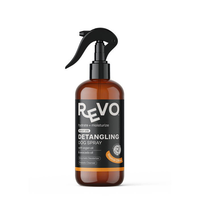 Revo Detangling Spray, Tropical Citrus, 8 oz spray bottle, front