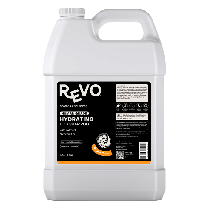 Revo Hydrating Dog Shampoo, Tropical Citrus, 1 gallon, front