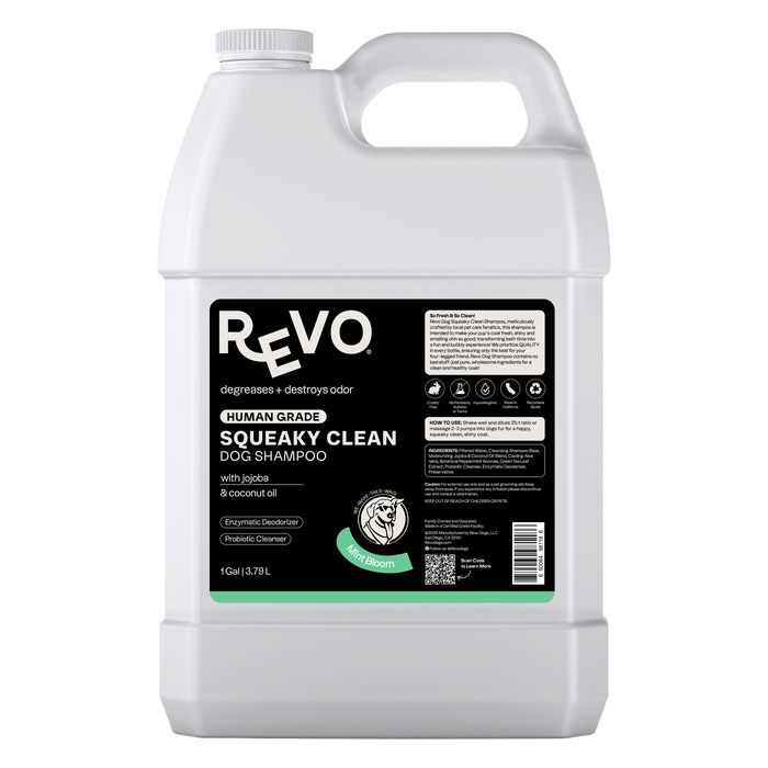 Revo Squeaky Clean Dog Shampoo, Mint Bloom, 1 gallon, front