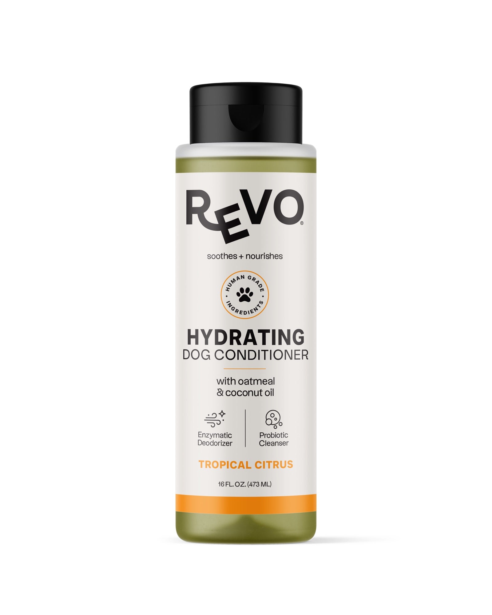 REVO Hydrating Dog Conditioner, Tropical Citrus, 16 fl oz bottle, front