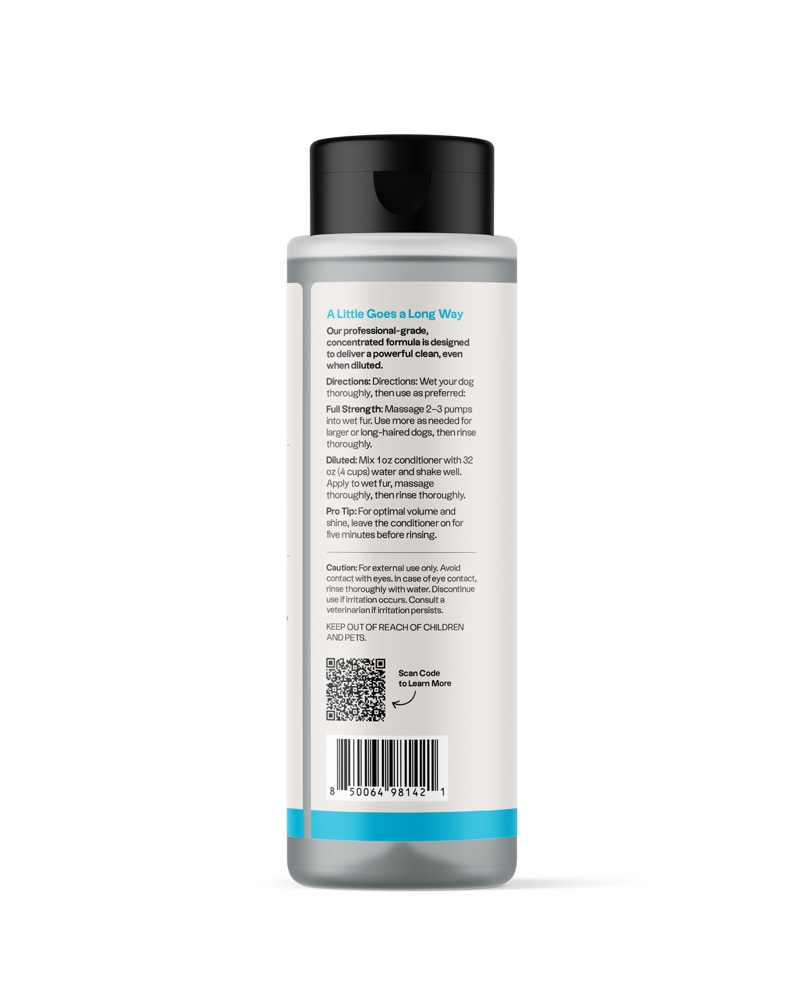 REVO Volumizing Dog Conditioner, Coconut Coast, 16 fl oz bottle, directions label